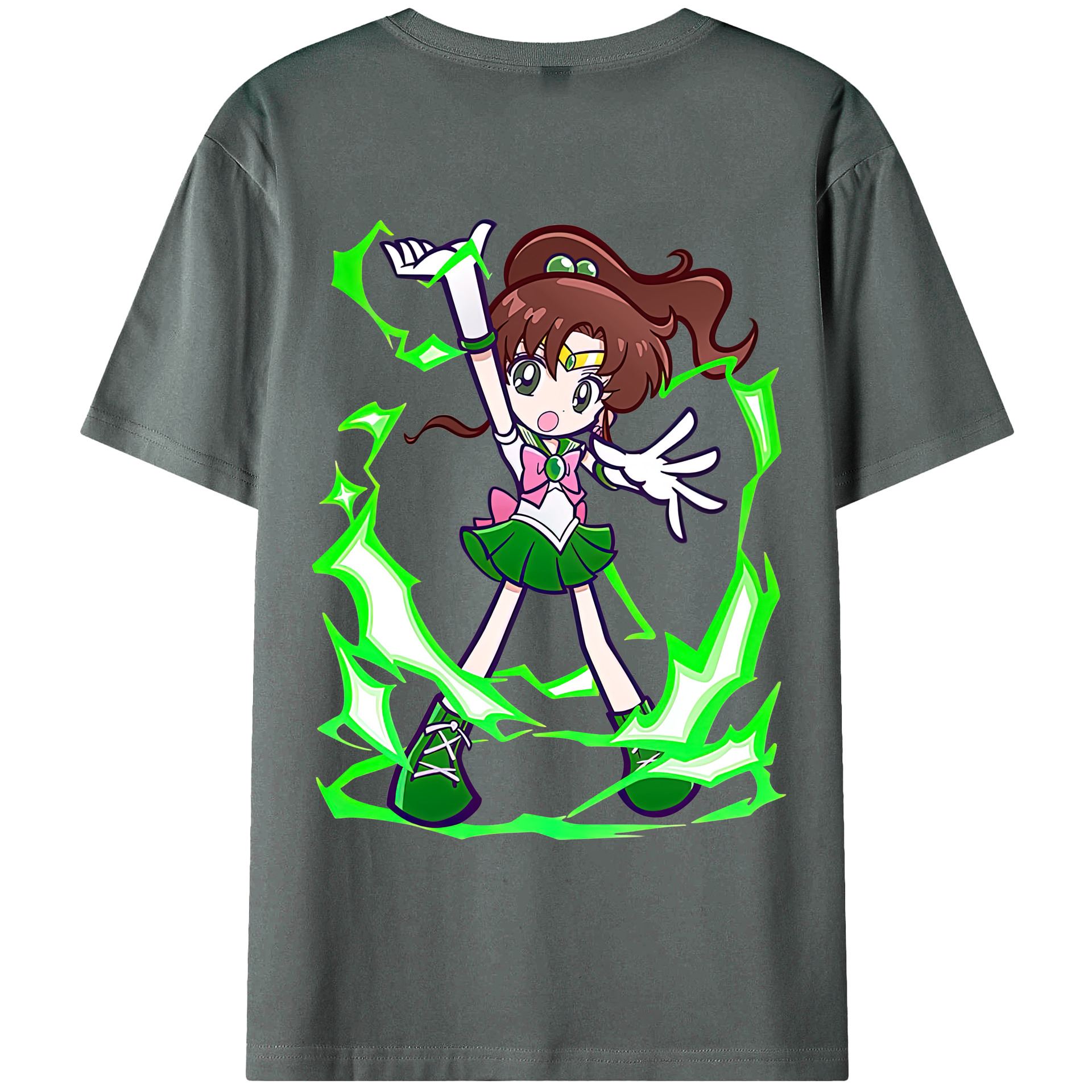 （画像用） 美少女戦士セーラームーン 木野 まこと きの まこと Sailor Moon Kino Makoto （セーラージュピター；Sailor Jupiter） 綿100％ メンズ半袖Tシャツ（バックプリント） 通気性